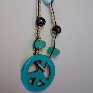 Peace sign pendant hemp necklace handmade